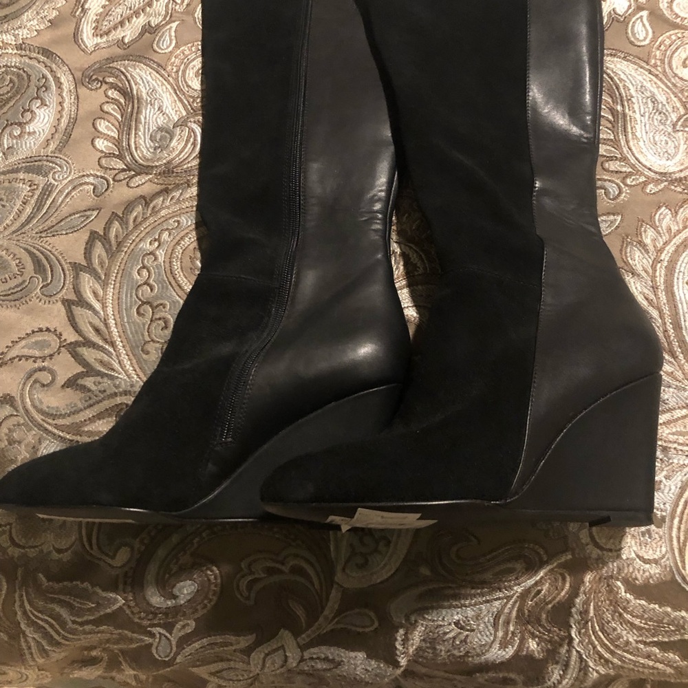 Calf high never worn wedge heel bots